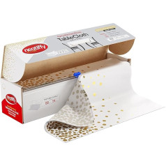 Neatiffy 137cm x 30m Disposable Plastic Tablecloth, Party/Banquet Tablecloth, Tablecloths for Rectangle/Round/Square Tables, Equivalent to 12 Picnic Packs (White, Golden Dot)