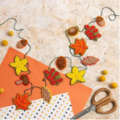 Hawthorn Handmade Autumn Garland Making Kit Felt Craft Set for Adults, Felt Set Including Wool Felt Sheets, DMC Yarn, Embroidery Needle, Instructions, Autumn Crafts for Adults, 2 m Long
