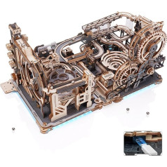 ROKR Marble Rails Combination Set 3D Puzzle Adult Model Kits Gift Idea for Men Marble Spaceport & Night City & Link Pack
