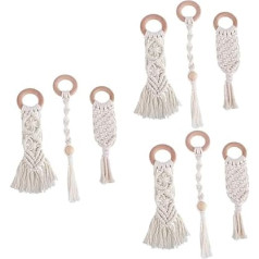 TOYANDONA Pack of 9 Teething Stick Dummy Teething Toy Chew Toy for Babies Teething Toys Handwoven Teeth Grinding Molar Cotton Rope Grinding Rod Toddler Beech White
