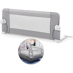 COSTWAY Foldable Bed Rail, Bed Guard with Adjustable Straps, One-Click Fold, Fall Protection Bed, 180° Foldable for Parent Beds, Children's Beds (Grey, 105 x 42 cm)