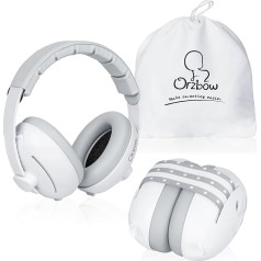Orzbow 2-in-1 Baby Ear Protection for 1-48 Months, Adjustable Ear Protection Children with Stretchy Headband, Lightweight, 28 dB SNR Noise Protection Headphones Children, Prevents Hearing Damage and
