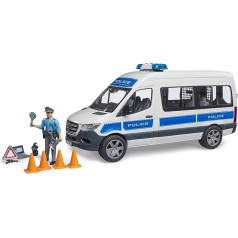 bruder 02683 MB Sprinter Police Emergency Vehicle with Light & Sound Module, bworld Policeman - 1:16, Vehicle, Police Car, Patrol Car, Toy from 4 Years