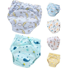 Vaguelly Pack of 6 Reusable Cotton Baby Training Pants, Unisex Potty Toddler Underpants for Potty Training, Waterproof Nappy Covers, Breathable and