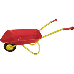 Kids Metal Wheelbarrow - Red/Yellow - Toy Play Farm Gardening