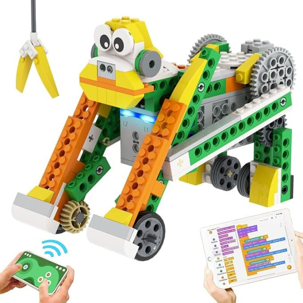 Apitor Robot Q 20-in-1 Programmable Toy for Children, STEM Toy for Programming and Learning with Scratch, Crane Racing Car with App Remote Control, Gifts for Children from 6 Years