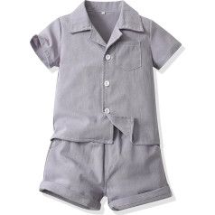 Suit Baby Boys Lapel Short Sleeve Shirt + Shorts Set of 2 Cotton Clothing Sets Kids Casual Clothing for Summer