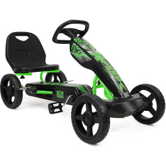 509 CREW XSpeed Pedal Go Kart - Green, Pedal Car, Ride On, Sporty Graphics on The Front Fairing, Adjustable Seat, 4 Spoke Rims 25cm (10