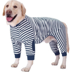 Large Dog Clothes Dog Pyjamas Flexible Zip Striped Dog Jumpsuit Costume Clothing for Medium Dogs Large Dogs (8, Dark Blue)