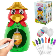 Ostereier-Dekorationsset, DIY-Eierfärbe-Spinner mit 3 Kunststoff-Eiern und 8 bunten Markern für Kinder, Jungen, Mädchen