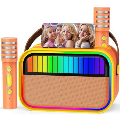 Karaoke Machine for Kids and Adults, Kids Toys for 3-12 Years Old Girls, Birthday Gifts, Portable Bluetooth Karaoke Speaker with 2 Microphones, Girls Gifts for Girls