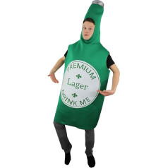 I LOVE FANCY DRESS Adult Beer Bottle Costume, 1 Piece, Large Green Storage Bottle with Drink Me Label, Funny Novelty Fancy Dress, Oktoberfest, Bavaria, Beer Festival, Stag Night