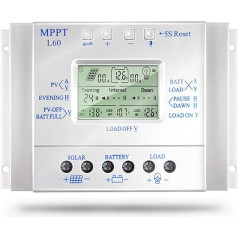 SolaMr 60A Solar Charge Controller 12V/24V Automatic Voltage Detection Solar Panel Intelligence Controller with LCD Display and USB Port - L60