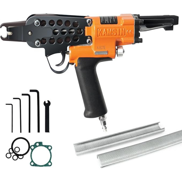 Kamsin K-SC7E Pneumatic Ring Pliers with Long Nose, 15 Gauge 7.0 mm Closure Diameter, Air Ring Pliers for C-type Clips in Fences, Cages