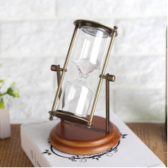 Homeriy Sandglass Rotating Sand Glass Timer Clock Hourglass Vintage Metal Style Exquisite Brass Sand Timer for Home Office Desk Decorative Ideal Option for Gifts (15 Minutes)