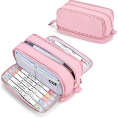 Sciphylia Pencil Case Large Capacity 4 Compartments Pencil Case for Children Students Girls Boys Multifunctional Pencil Case for School Office Makeup, pink, pencil case