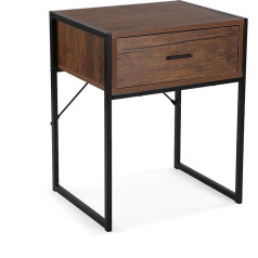 Versa Nalua Bedroom Side Table Height 60 x Width 48 x Depth 40 cm, Wood, Dark Brown and Black