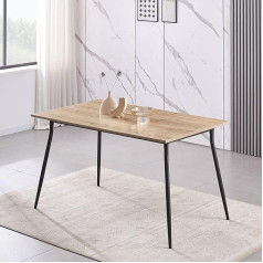B&D Home LIOR Dining Table, 120 cm x 80 cm, Dining Room Table, Kitchen Table, Wooden Table for Kitchen, Dining Room, Industrial Modern Design, Sand Oak Look, 11215-120-EISA