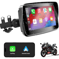 ANKEWAY 2024 Update Carplay Wireless Portable and Android Car Screen for Motorcycle, GPS Navigation Touchscreen 5 Inches, Dual Bluetooth, Stereo Waterproof IP67 for Motorcycle