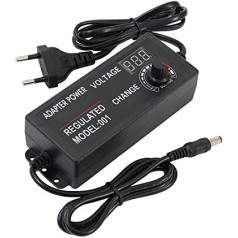 Adjustable Power Adapter with Rotary Knob/LED Digital Display, 3V-12V 5A 60W / 9-24V 3A 72W Voltage Adjustable Transformer Power Adapter for LCD Monitors/Motors/Mini TV/DVD Player (3-12V 5A 60W)