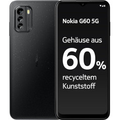 Nokia G60 5G Smartphone, 6.58 Inch HD+ 120Hz Display, 6GB RAM & 128GB Storage, Android 12, 50MP AI Camera, Made from 60% Recycled Plastic, 2 Day Battery Life - Black