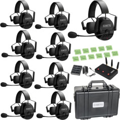 Came-TV 9-Pack Kuminik8 Wireless Intercom Headset Full Duplex Intercom Communication System Distance up to 1500 Feet with Microphone ENR Noise Cancelling and Mute Function