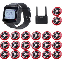 Retekess T128-T117 Pager System Restaurant, Waiter Call System Restaurant, 1 Clock and 20 Call Buttons and 1 Amplifier, for Cafeteria, Hospital, Bar, Dental Shop