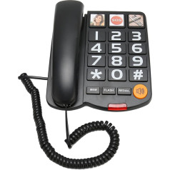 Corded Phone with Hands-Free Function and Photo Memory, Home Landline Phones, Corded Telephone for Seniors, Direct Dial with Speaker for Seniors (Black)
