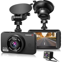 Feegar Dash Cam Car Front and Rear MicroSD Card 1080P Full HD Sony Sensor Car Camera Double Lens Dash Cam for Cars 170 Wide Angle with Loop Recording and G-Sensor HDR