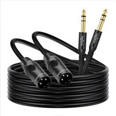 Twozoh XLR to Jack 6.3 10M Pack of 2, XLR Male to TRS 6.35mm Stereo Guitar Cable (Professional/HiFi)