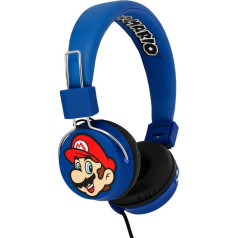 OTL Technologies TWEEN Kids Super Mario & Luigi Foldable Headphones Padded Headband Colourful Comic Design for Boys and Girls - Blue