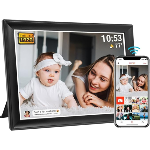 64 GB Frameo 10.5 Inch Digital Photo Frame WiFi Smart 1920 x 1280 FHD IPS LCD Touch Screen, Auto Rotate, Support SD Card on USB Drive, 2.4/5 GHz, Share Moments Instantly via Frameo App