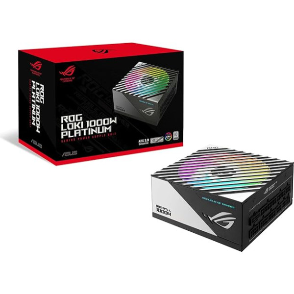 ASUS ROG Loki SFX-L 1000W Platinum (Fully Modular Power Supply, 80+ Platinum, 120 mm PWM ARGB Fan, Aura Sync, ATX 3.0 Compatible, PCIe 5.0 Ready)