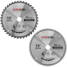 tct255mxa 2 x Saxton TCT Circular Wood Saw Blade 255 mm Pack a for Bosch Makita Dewalt