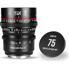 MEKE 75 mm T2.1 Super 35 Prime Manual Focus Cinema Lens for EF-Mount Cine Camera, Compatible with Canon C200 C300 II, RED Komodo, BMPCC 6K, Z CAM E2-S6 BMPCC 6K Pro