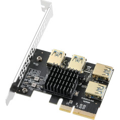 MZHOU PCIe 1 to 4 PCI Express Riser Card - PCIE Riser 4X to 16X Splitter Riser Card - USB 3.0 Converter 1 to 4 PCI-E Adapter Card GPU Ethereum Bitcoin Mining (No USB Signals)