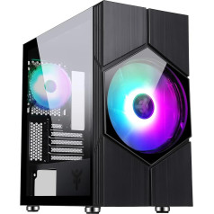 Itek Vortex Gaming Mini Tower, mATX, 20 cm and 12 cm ARGB Fan, 2 x USB3, Tempered Glass Side Panel