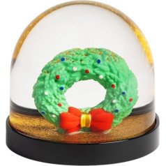 Fun Shaking Ball Snow Globe High-Quality with Christmas Wreath and Golden Glitter 8 x Diameter 8.5 cm