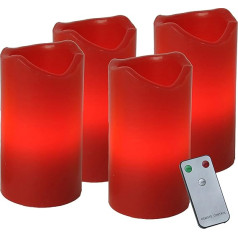 Best Season 067-12 LED-Wachskerzenset, 10 x 5, rot, 4er pack