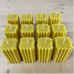 HotStar Pure Wax Candle Natural Beeswax 44 x 44 x 75 mm Handmade Natural Wax Fragrance Made in Italy (12 Pieces Pillar 44 x 44 x 75 cm, Colour Natural Wax)