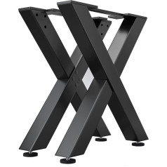 Ggmmöbel GGMMÖBEL Juana Table Legs, Metal, Black, Pack of 2 X Shape Table Runners, Table Frame, W 68 x H 73 cm, Furniture Runners for Desk, Dining Table, Bar Stool