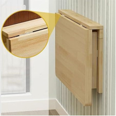Capxxin Wall Folding Drop Leaf Table, Natural Wood, Folding Tables for Work at Home, Kitchen Dining Table, Hanging Table, Balcony, Floating Laptop Computer Desk Needed