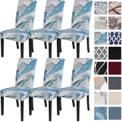 Searchi Elegant Dining Chair Covers Spandex Super Fit Stretchy Removable Washable Kitchen Chair Slipcovers Protector for Dining Room Living Room Hotel Ceremony (Floral Pattern 5, 6 Per Set)