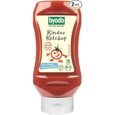 Byodo Organic Children's Ketchup, 2 x 300 ml PET Bottle, 100% Organic Ingredients, 85% Tomato Paste, Italian Quality, Agave Sweet, No Artificial Additives, Ideal for Children, Made in Italy