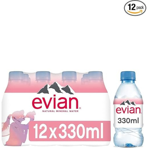 Evian Still Natural Mineral Water, 12 x 330 ml
