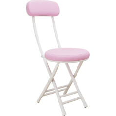 LIANGLIHONGJS Folding Chair, Padded Folding Stool, Multicoloured, Portable, Foldable, Padded, Round Stool, Suitable for Kitchen, Living Room, Garden, Fishing (Colour: Pink)