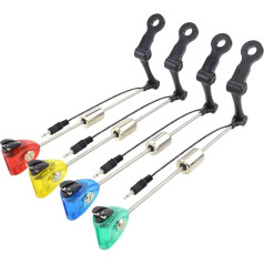 Hirisi Tackle 4 x Fishing Swingers Lighted Bite Alarms for Carp Fishing - Red/Blue/Green/Yellow