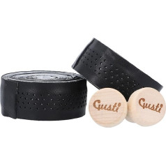 Gusti Studio Handlebar Tape Leather with Cork Fausto C. Road Bike, black, 200 cm