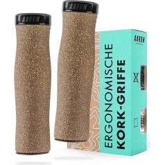 AARON Organic cork bicycle grips with adapted texture – ergonomic handlebar grips made of non-slip cork – soft handles suitable for e-bike, trekking bike, mountain bike, touring bike