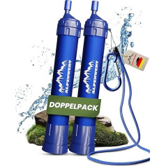 ALPENWERT Outdoor Water Filter Double Pack – Drinking Water Filter for 4000 Litres of Filtered Water – Drinking Water Treatment that Kills 99.99% of All Germs and Bacteria